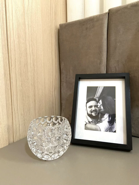 Porta-vela de cristal bolhas 9,5 x 7,5 cm - Lyor