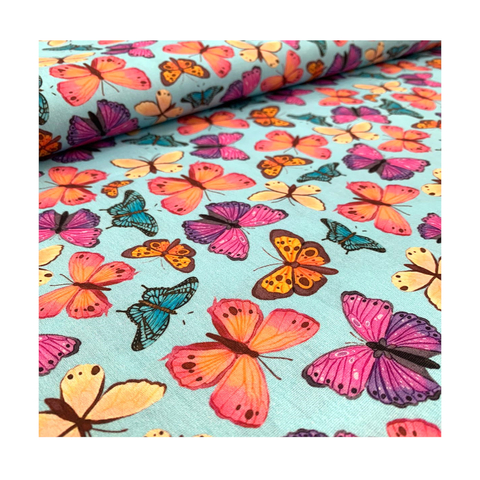 TECIDO TRICOLINE ESTAMPA DIGITAL 1.50MTS/LARG BORBOLETAS METRO