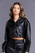 Jaqueta Bolsos Couro Preto - comprar online