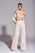 Calça Montmartre Bege com Cós Branco