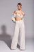 Calça Montmartre Bege com Cós Branco