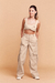 Calça Cargo Couro Nude