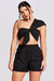 Top Nó Um Ombro Crepe Preto - LV Store