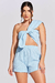 Top Nó Um Ombro Linho Azul - comprar online