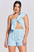 Top Nó Um Ombro Linho Azul - comprar online
