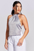 Blusa Basic Frente Única Acetinado Prata - LV Store