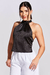 Blusa Basic Frente Única Acetinado Preto