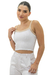 Cropped Basic Viés Duo Branco e Areia