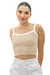 Cropped Basic Viés Duo Areia e Branco