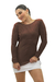 Blusa Basic Decote nas Costas Manga Longa Marrom - comprar online