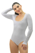 Body Basic Decote Quadrado Manga Longa Cinza na internet