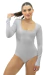 Body Basic Decote Quadrado Manga Longa Cinza