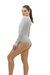 Body Basic Decote Quadrado Manga Longa Cinza - comprar online
