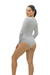 Body Basic Decote Quadrado Manga Longa Cinza - LV Store