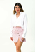 Saia Botões Rustic Lurex Rosa