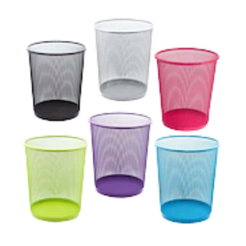 CESTO PAPELERO GRANDE REDONDO MALLA METALICA 28X27X23 VALUES VARIOS COLORES