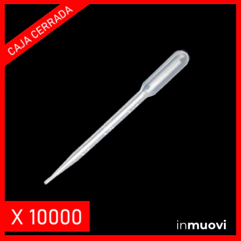 Pipetas de transferencia (Pasteur), 3 mL, caja x 10000 unidades