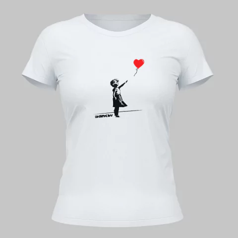 Baby Look Banksy - Garota com balão - comprar online