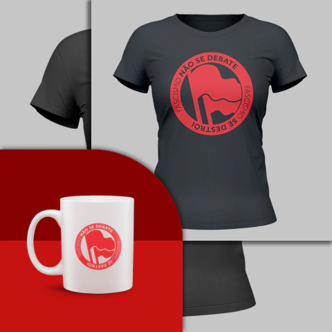 Kit Baby Look + Caneca Antifa | Fascismo não se debate, fascismo se destrói