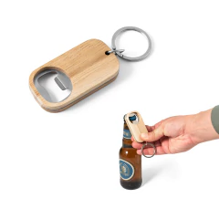 Chaveiro abridor de garrafas em aço inox e bambu na internet