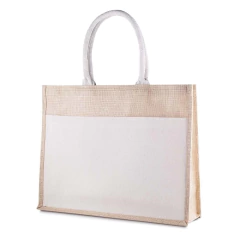 Sacola em Juta com bolso frontal - comprar online