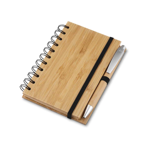 Caderno Capa em Bambu com Caneta - comprar online