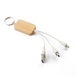 Chaveiro em bambu com cabo para carregamento USB-A - comprar online