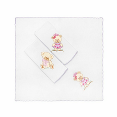 Kit 3 Peças Fralda Paninho de Boca Babete Malha Dupla Picueta Bordado (auto-sku - loja online