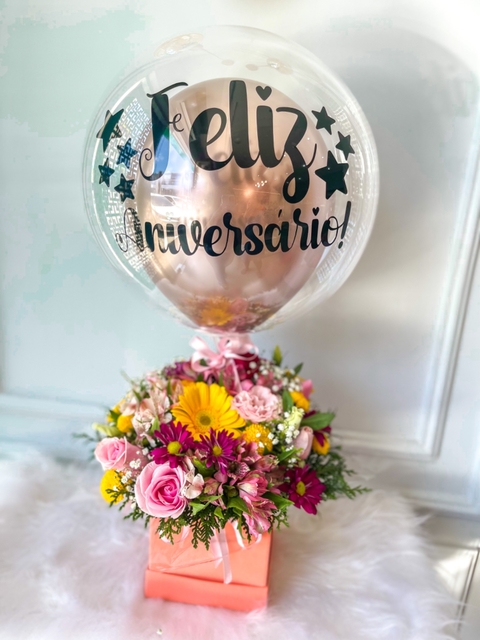 Box G Mix de Flores + Balão Bubble