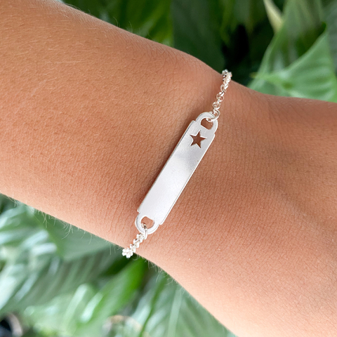 Pulseira Chapinha Estrela S/ Gravação - Prata legítima 925