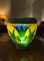 Gallé, Emile, (1846/1904), Egyptian, raríssimo vaso de vidro artístico decorado com flor de lotus verde e azul sobre fundo amarelo.