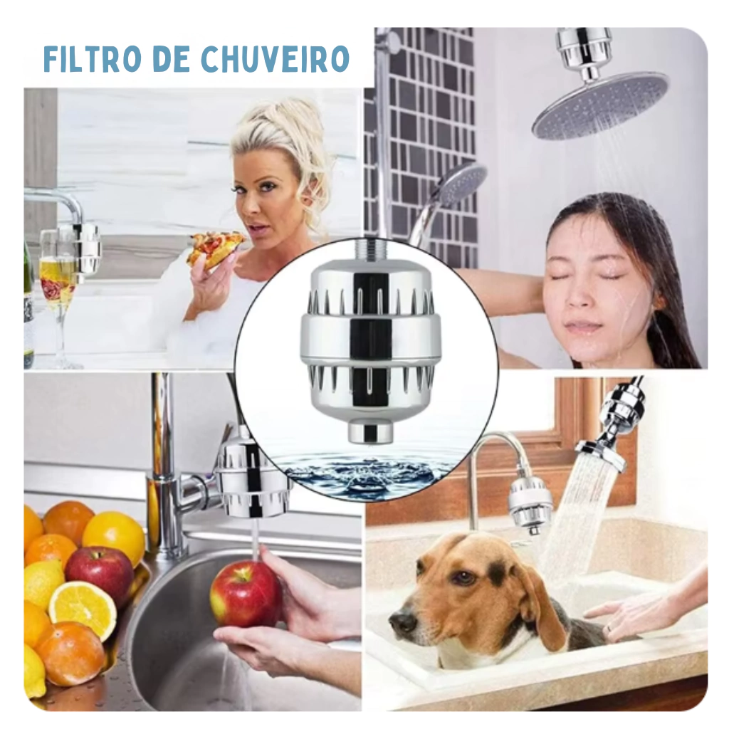 Filtro de água do chuveiro para remover o cloro, fluoreto e metais pesados
