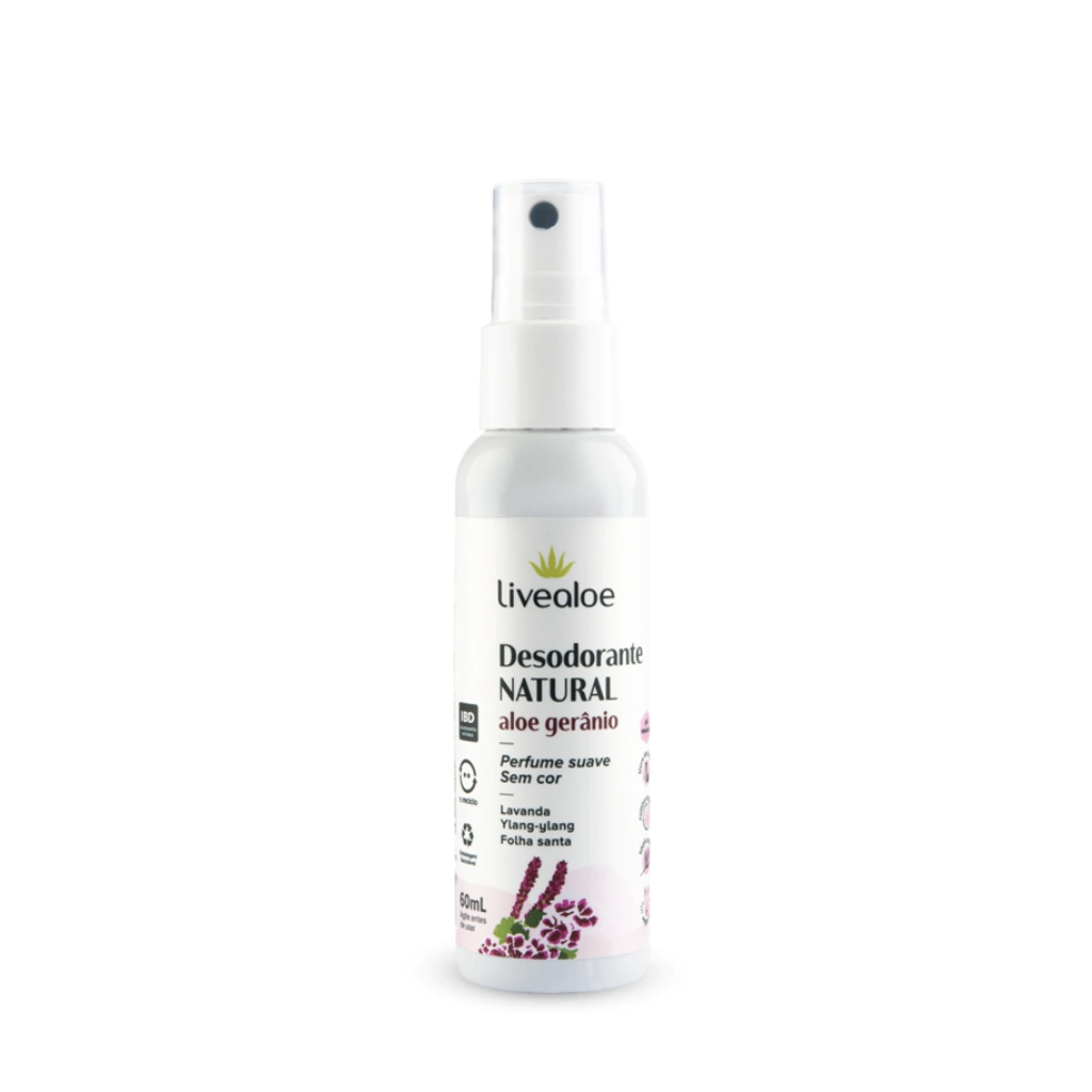 Desodorante Natural Aloe Gerânio 60ml - Livealoe