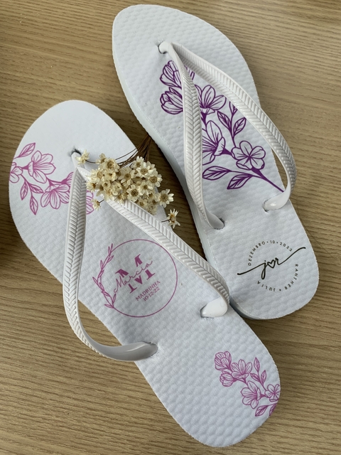 10 Chinelos branco personalizados para festa lembrancinha