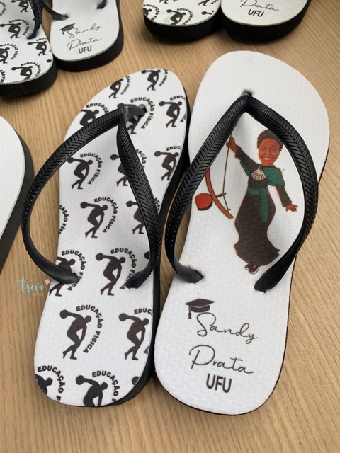 10 Chinelos com tira preta personalizados para formatura