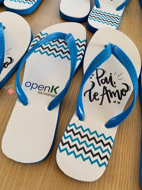 10 Chinelos Personalizado Tira Azul - comprar online