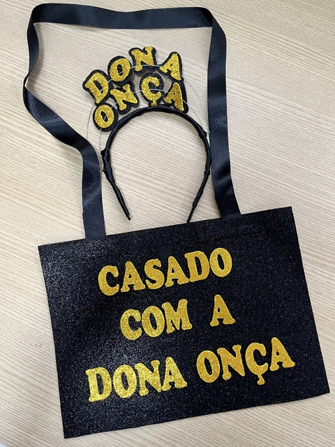 Tiara DONA ONÇA + plaquinha Casal