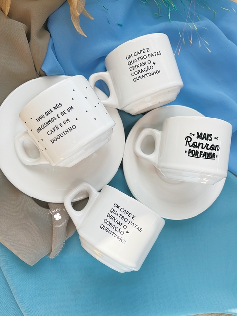 Xícara com pires personalizada PET 150ml na internet