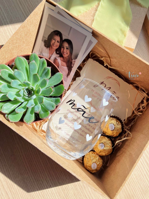 Copo Vidro Dubai Personalizado Corações 480ml - Trevo Papelarte