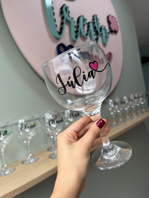 Taça gin vidro 600ml personalizada com nome e coração - comprar online