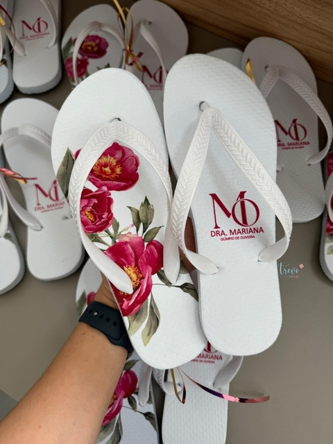 10 Chinelos branco personalizados para festa lembrancinha - loja online