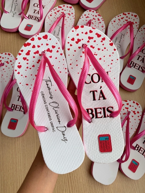 100 Chinelos Personalizados para Eventos - Trevo Papelarte