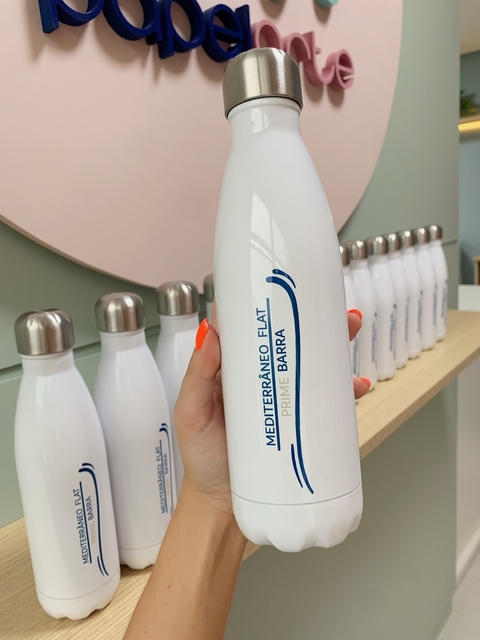 Garrafa Térmica Branca 500ml Personalizada com Logomarca - Trevo Papelarte