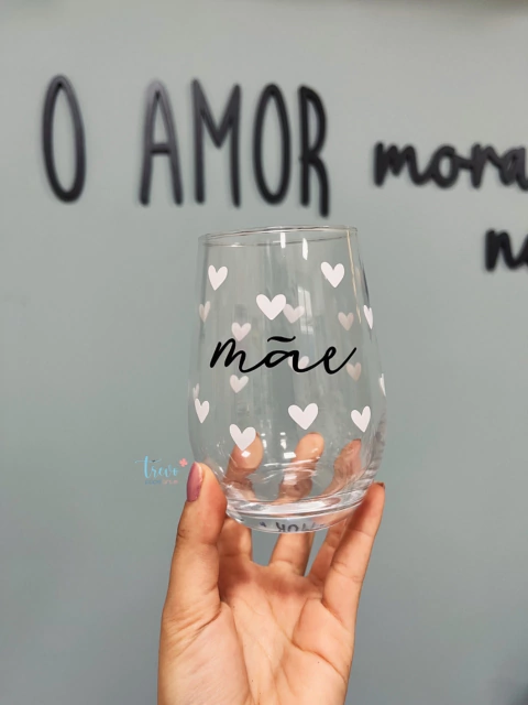 Copo Vidro Dubai Personalizado Corações 480ml
