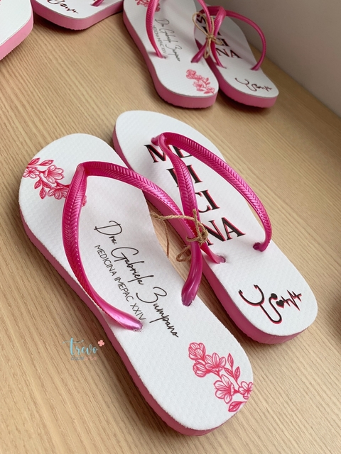 20 Chinelos Com Tira Colorida personalizado para formatura - loja online