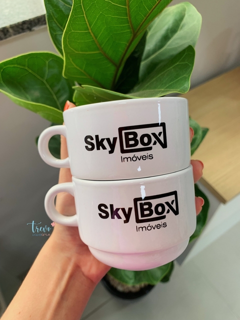 Suporte com 4 xícaras com logo empresa na internet