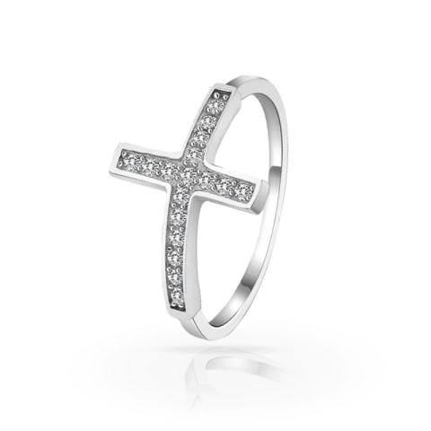 Brilliant Cross Anel De Prata 925s Com Deslumbrantes Cristais De Swarovski