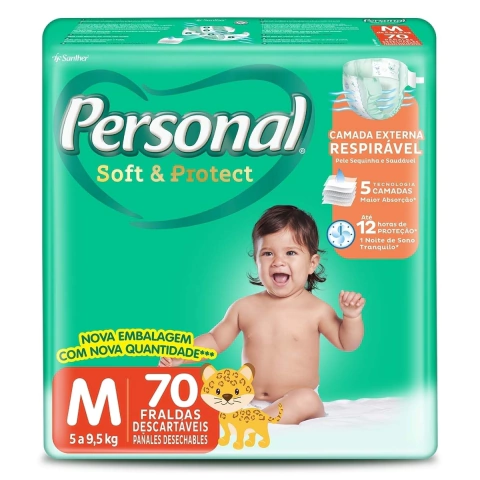 Fralda Personal Baby Protection & Sec M 70 unidades