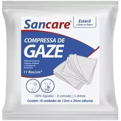 Compressa De Gaze Esteril Sanfarma 11 Fios 10 unidades