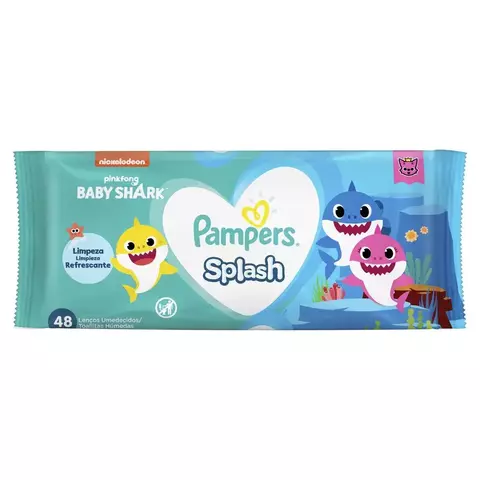 Lenço Umedecido Pampers Splash Baby Shark Sempre Limpo Limpeza Refrescante 48 unidades - comprar online